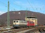 150 079 und 150 168 warteten am 29.12.2003 in Geislingen/Steige auf Arbeit.