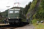 E50 091 am 13.09.2014 bei den Triberger Bahnhofstagen aus der Froschperspektive.