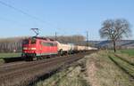 151 036-1 DB mit Behälterwagen bei Retzbach-Zellingen am 28.03.2017