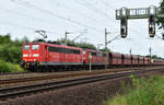 Zwei BR 151 (151 110-4, 151 094-0) in Doppeltraktion, kommend aus Hamburg.