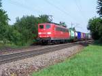 151 075 mit einem Gterzug bei Sulzbach am 2.6.2007