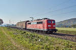 151 099-9 mit kurzen Güterzug bei Retzbach-Zellingen am 10.10.2018 zu sehen.