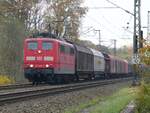 151 035 mit gemischtem Güterzug in Rheine=Bentlage, 07.11.15