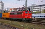 151 073 mit Gterzug am 17.04.2008 in Mnchen Ost