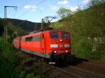 Die 151 026 als Vorspanlok vor einer 155 am 10.05.2008 in Lauenstein an der Frankenwaldrampe.