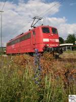 151 086-6 wurde am 18. Juni 2008 als Schublok auf der Frankenwaldrampe bereit gehalten. Auf dem Bild steht sie kurz vor einer Schubleistung im Bahnhof Pressig-Rothenkirchen. 