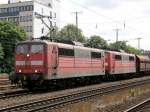 BR 151 115 zieht zusammen mit einer weiteren 151 einen Kohlezug durch Kln West in Richtung Kln Nippes am 14.07.2008.