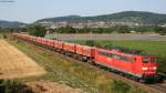 151 138-5 mit einem Falny Ganzzug nach Mannheim-Friedrichsfeld in Grosachsen-Hedesheim 24.7.08