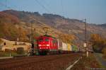 151 066 bringt am Nachmittag des 25.10.08 einen Containerzug durch das Maintal in Richtung Gemnden.