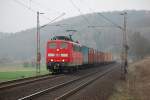 151 099-9 mit einem Containerzug am 8.04.2009 durch Salzderhelden -> Northeim