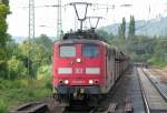 Ein Erzzug, gezogen von 151 095-7 und einer Schwesterlok, begegneten uns whrend der Fahrt nach Knigswinter am 16.07.2009