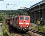 151 097 mit dem 5000er von Venlo zwischen Knigswinter und Rhndorf an Km 99.6 28.7.2009