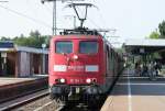 Die 151 164-1 in Doppeltraktion zieht einen Kohlezug durch Rheydt HBF Richtung (H)Odenkirchen, aufgenommen am 04.08.2009