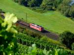 Eine Baureihe 151 mit einem leeren Gterzug als sie richtung Karlstadt fuhr, 19.08.2009