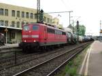 151 011-4 in Ludwigsburg am 13.05.2005 mit Gz Richtung Kornwestheim.