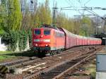 151 062-7 mit GC 62702 in Ludwigsburg (KBS 780) am 22.04.2005 in Richtung Heilbronn.