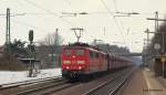 151 166-6 und 151 091-6 bringen am 20.02.10 den Beddinger von Hamburg-Hansaport nach Salzgitter-Beddingen in Radbruch aufgrund einer Stellwerksstrung zwischen Winsen (Luhe) und Lneburg mit