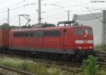 151 013 durchfhrt am 27.07.2005 Magdeburg Hbf mit einem GZ.