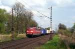 151 126-0 hat mit ihrem Containerzug gerade Dortmund - Kurl durchfahren.