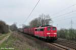 151 043-7 mit einem Hangartnerzug gen Lehrte unterwegs (Ahlten 08.04.10) 