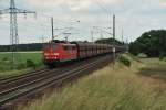 Br 151 100-5 mit ein Leer-Kohlezug durch Nudow 24/06/2010.