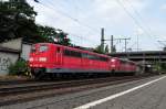 151 112 mit Schwesterlok als LZ bei Hamburg-Harburg am 04.08.2010