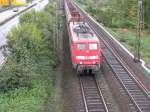 BR 151 012-2 kommt mit einem Kohlenleerzug fhrt durch Bad Honnef auf der Strecke Koblenz-Kln.