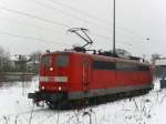 151 132-8 wartet am 12. Dezember 2010 im Bahnhof Pressig-Rothenkirchen auf weitere Schublokeinstze ber die Frankenwaldrampe.