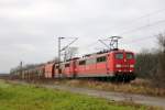 Railion 151 060-1 + 151 040-3 in Geilar am 28.1.2012