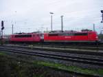 DB BR 151 032-0 und BR 155 009-4 abgestellt am 02.01.03 in Basel Bad Bf