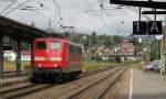 151 020-5 als T 67115 (Offenburg Gbf-Singen(Htw) bei der Durchfahrt Donaueschingen 14.6.12