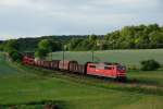 151 063 mit einem Gterzug am 21.06.2011 unterwegs bei Edlhausen.