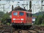 151 063-5 fhrt am 06.08.2012 aus der Abstellgruppe von Aachen West Richtung Kln.