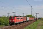 151 101 mit Containerzug am 30.04.2012 in Ahlten