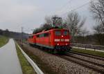 151 125 + 151 055 als Lz nach Passau am 24.03.2013 bei Hausbach.