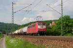 151 134 schiebt am 07.06.2013 einen gemischten Gterzug durch Rothenkirchen gen Ludwigsstadt.