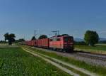 151 002 mit einem Containerzug am 01.07.2013 bei Langenisarhofen.