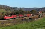 151 048 schob am 31.10.13 einem Gterzug den Spessart rauf