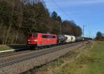 151 164 mit einem Gterzug am 24.12.2013 bei Hufschlag.