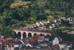 Doppeltraktion, 151-029 und 151-035 auf dem Reichenbach-Viadukt   in Hornberg (Schwarzwaldbahn).