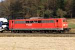 Die 151 087-4 mit Audi Ganzzug bei Dollnstein Richtung Treuchtlingen am 12.03.2014