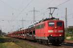 151 052 am 23.8.13 mit einem Autozug in Ratingen-Lintorf.