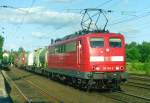 151 145 mit Güterzug Richtung Bremen am 03.07.2001 in Buchholz (Nordheide)