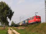 151 064 mit einem Güterzug Richtung Augsburg. Am 09.09.14 zwischen Gunzenhausen und Treuchtlingen.