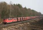 151 097 mit CS 60204 (Beddingen VPS–Hamburg-Waltershof Hansaport) am 12.03.2011 zwischen Radbruch und Bardowick