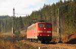 151 109-6 DB Schenker auf der Frankenwaldrampe bei Steinbach am 12.11.2014.