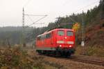 151 001-5 kehrt nach einem Schubdienst ber die Frankenwaldrampe zurck nach Probstzella am 14.11.2014.
