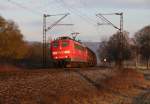 151 040-3 mit gemischtem Güterzug in Fahrtrichtung Süden. Aufgenommen bei Niederhone am 25.02.2014.