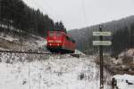 151 012-2 DB Schenker Rail bei Steinbach am Wald auf der Frankenwaldrampe am 24.01.2015.