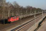 151 032 mit GC 61299 (Misburg–Hamburg Hohe Schaar) am 10.03.2014 zwischen Radbruch und Winsen (Luhe)